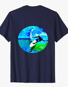 Surfers Beach Tshirt **Surfer Wave TEE** Ocean-inspired design featuring a surfer riding a turquoise and blue wave. Perfect for beach lovers, surfers, and those who live for coastal vibes.