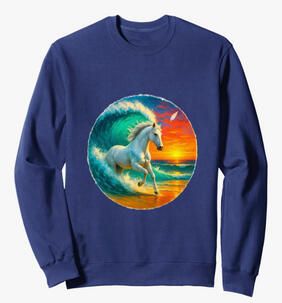 Horse surfing in wave Horse surfing in magical wave with sunset