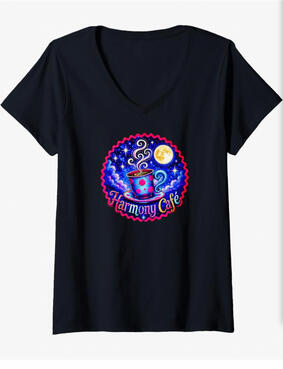 Cozy Cafe V beck Cozy cafe Vneck tee
