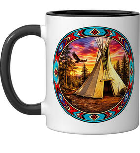 Native American Sunset Teepee mug Native American teepee@sunset mug