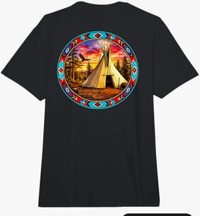 Native American Sunset Teepee heavyweight T-shirt Native American teepee@sunset heavyweight T-shirt