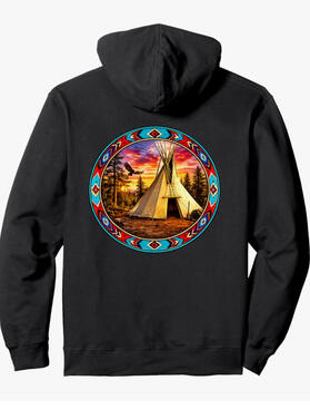 Native American Sunset Teepee long hoodie Native American teepee@sunset l hoodie
