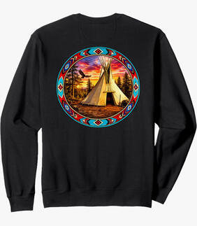 Native American Sunset Teepee long sweatshirt Native American teepee@sunset l sweatshirt
