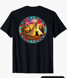 Native American Sunset Teepee long t-shirt Native American teepee@sunset l T-shirt