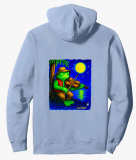 Funny, frog violin musician Funny violin, frog musician under the moonlight sky