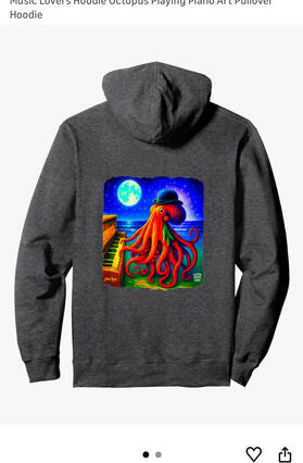 Octopus lovers musical hoodie Octopus and musician lovers featuring a piano, full moon and magic critter